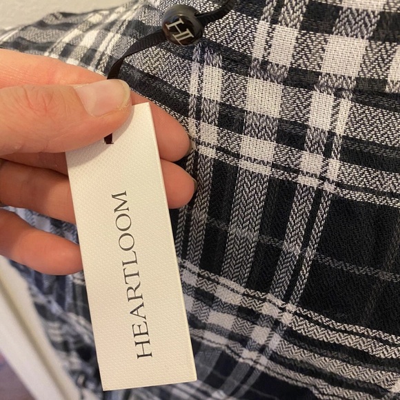 REVOLVE HEARTLOOM KASEY DRESS PLAID SHIRTDRESS BLACK WHITE TIE WAIST XS NEW $120 - Picture 9 of 11